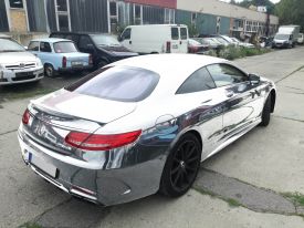 Mercedes S63 AMG autófóliázás: Teckwrap Steel Jet Black CHM10E autó fóliával 7